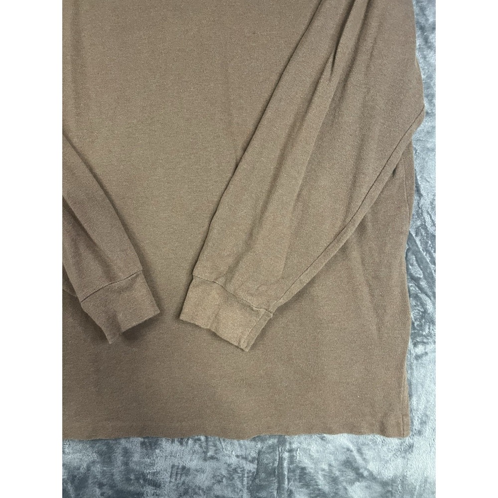 Polo Ralph Lauren Men's XL Brown Solid Long Sleeve Polo Collared Cotton Logo - Picture 13 of 15